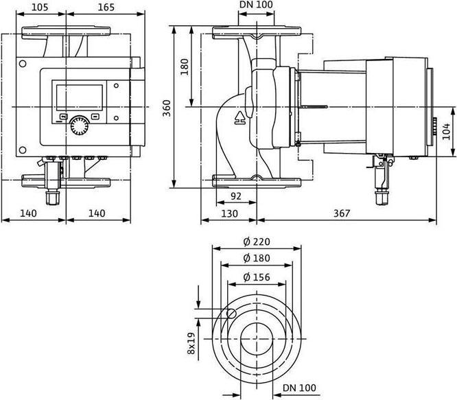 Productafbeelding Wilo Hoogefficiënte pomp Stratos MAXO 100/0,5-12, DN 100, 360mm, PN 10 (Pomp voor huishoudelijk water)