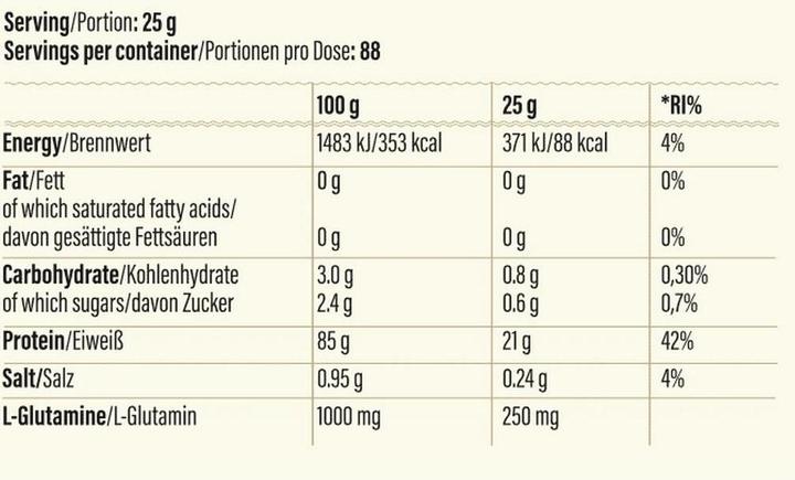 Valeurs nutritives et ingrédients Go Fitness Isolat de 100% Whey (Chocolat, 1 pcs, 400 g)