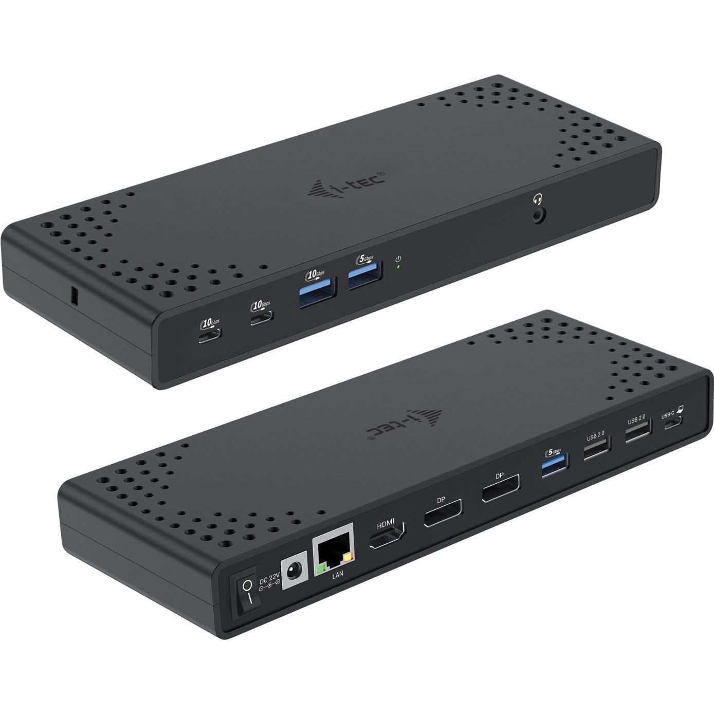 i-tec USB-C Triple Display Docking (USB-C, 7 Ports), Dockingstation + USB Hub, Schwarz