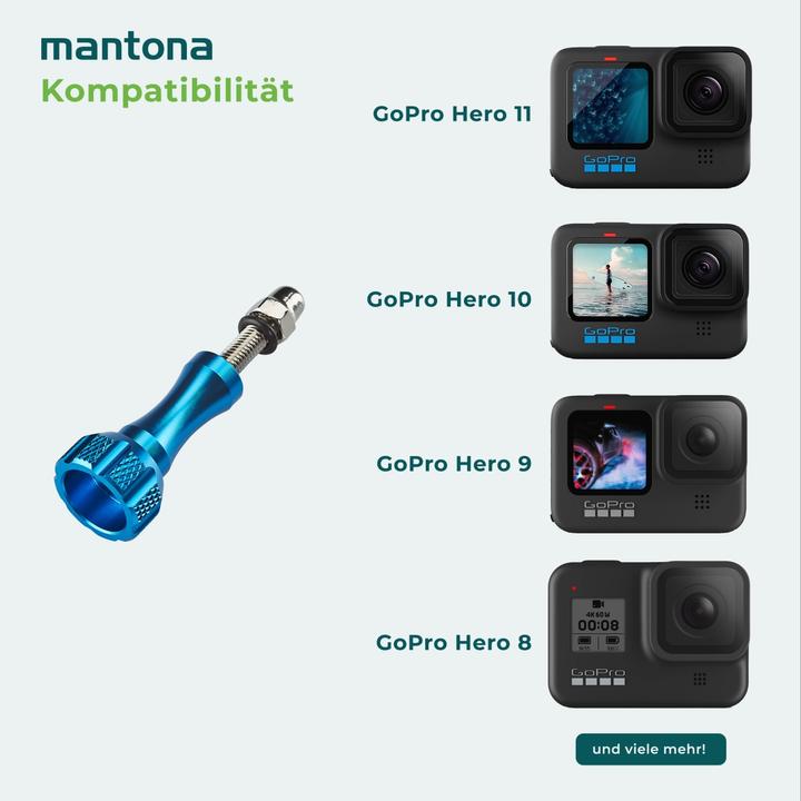 Produktbild mantona GoPro Schraubenset + Schlüssel Alu blau (GoPro HERO8 Black)