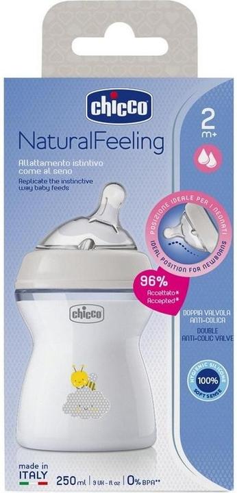 Productafbeelding Chicco Babyfles NATURAL FEELING PP Teat Silicone Medium Flow UNI 2m+ (250 ml)