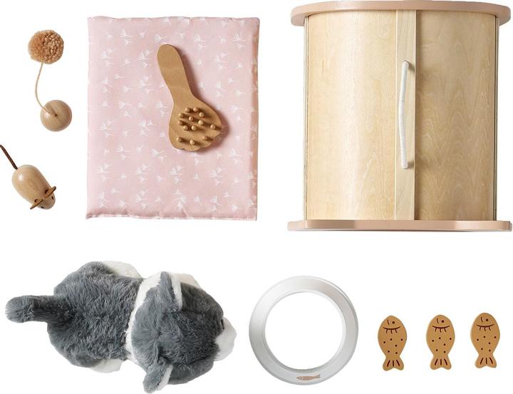 Produktbild Vertbaudet Kinder Plüschkatze mit Transportbox aus Holz FSC® (23 cm)