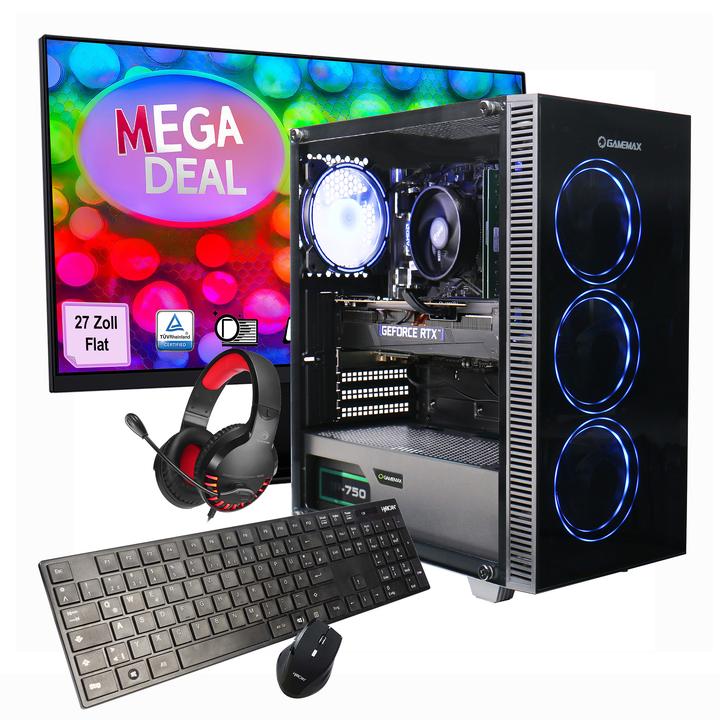 Produktbild GameMax MegaDeal Gaming-PC Draco XD SET2606 7589 + MSI PRO MP273A Monitor 69cm (27") + Zubehör (1000 GB, 32 GB, GeForce RTX 5050)