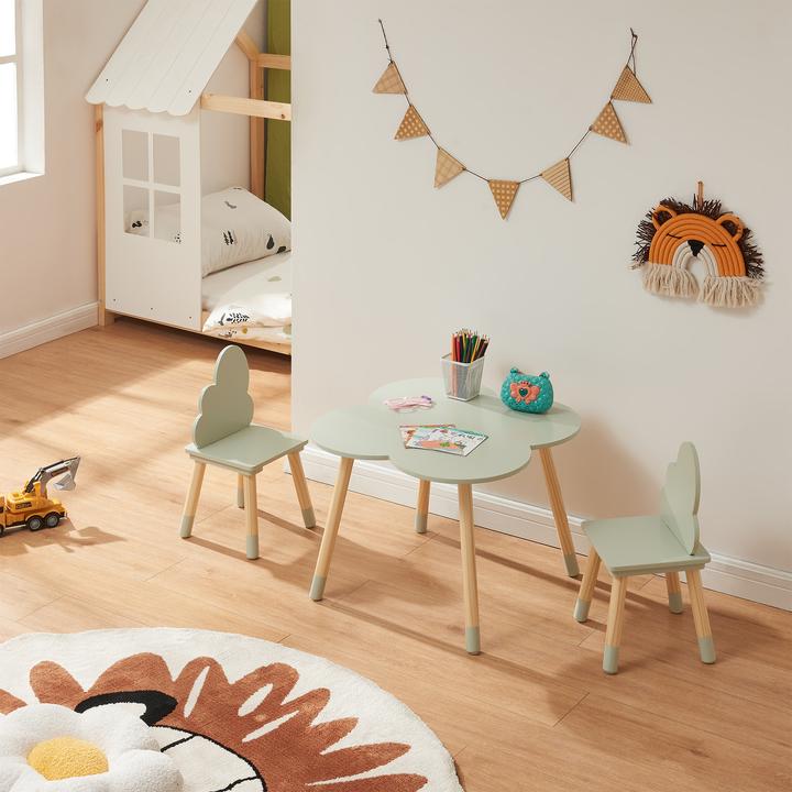 Actual product image En.Casa Kindersitzgruppe Epim mit Wolkendesign Mintgrün (Child seating group)