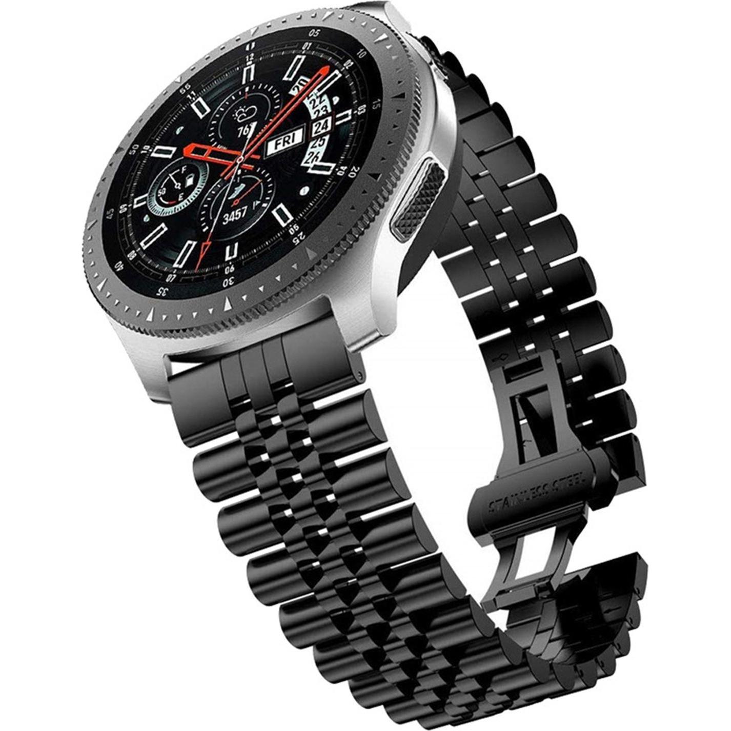 Cadorabo Armband für Samsung Galaxy Gear (22 mm, Edelstahl), Uhrenarmband, Schwarz