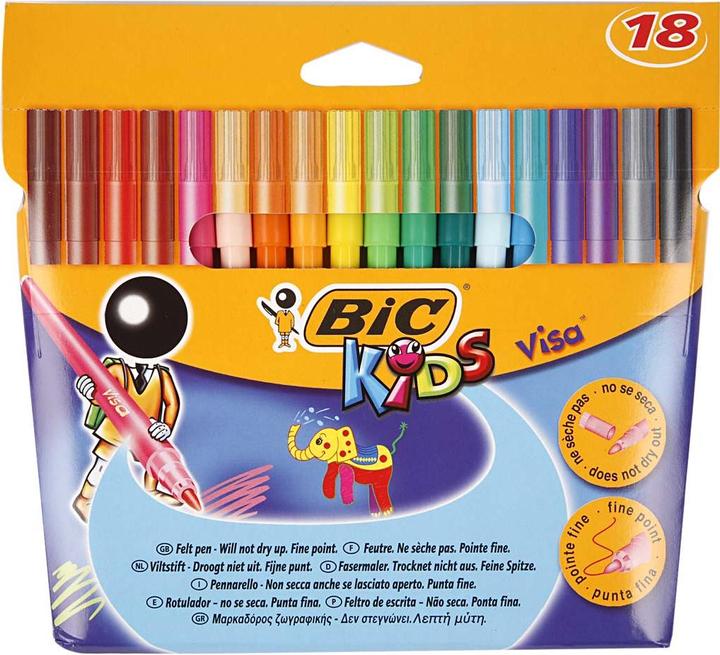 Produktbild Bic KIDS Fasermaler Visa, 18er Kartonetui (18x)