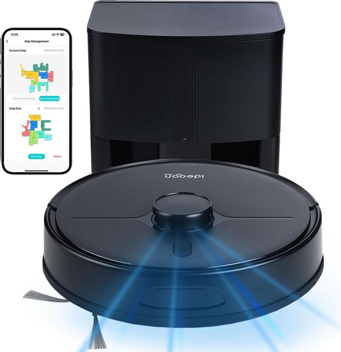 Produktbild Ideoon Saugroboter mit Wischfunktion, SmartLife, App-Steuerung, Laser-Navigation, schwarz (6000 Pa, Wischtuch)