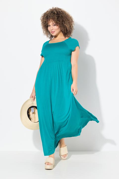 Produktbild Ulla Popken Kleid, A-Linie, gesmokt, Carré-Ausschnitt, Halbarm (60)