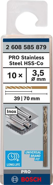Produktbild Bosch Professional Zubehör PRO Stainless Steel HSS-Co Spiralbohrer, 3.5 x 39 x 70 mm (3.5 mm)