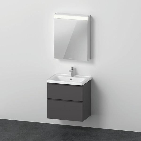 Duravit, Badmöbelset, D-Neo Möbel-Set, Möbelwaschtisch mit Waschtischunterschrank wandhängend und LED Spiegelschrank (A