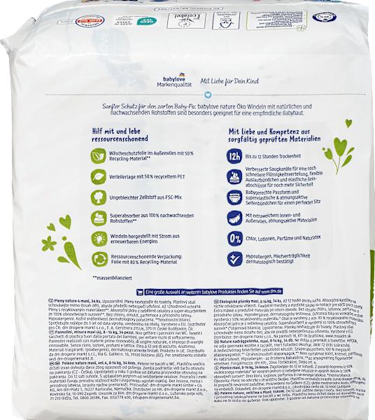 Valeurs nutritives et ingrédients dm babylove nature Windeln (Taille 4, Pack, 34 pcs)