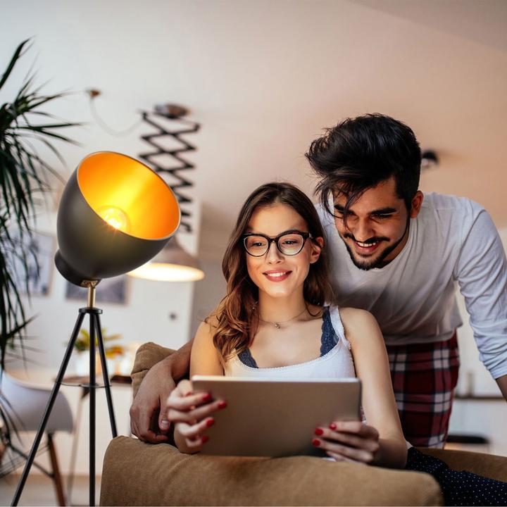 Image du produit B.K.Licht Lampadaire, noir-doré, 1xE27/40W max. excl. (E27)