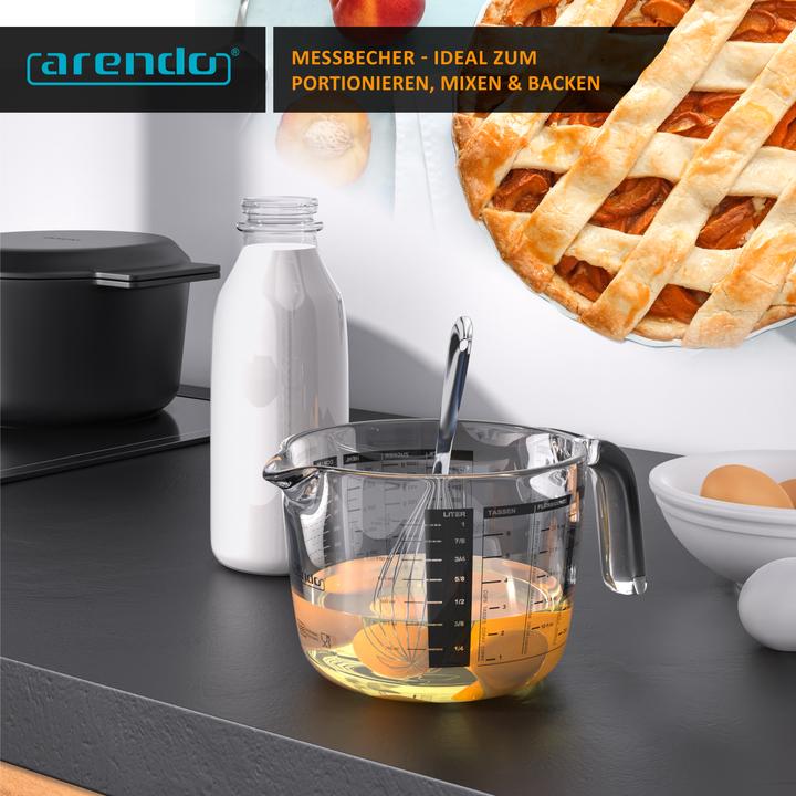 Actual product image Arendo Measuring jug glass 1 litre, borosilicate glass, heat-resistant, microwave-safe, precise scale (1000 ml)