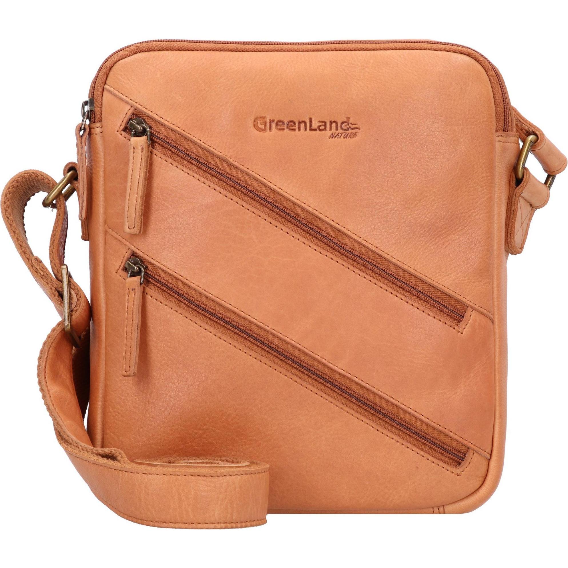 Greenland Nature, Handtasche, Nature Umhängetasche RFID Leder 21 cm, Braun