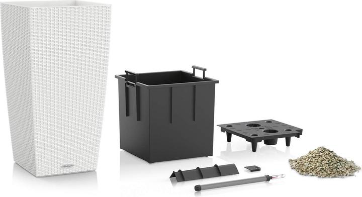 Immagine prodotto Lechuza Vaso per piante Cubico Cottage 30 nero con sistema di irrigazione del terreno incluso (32 x 29.50 x 56.50 cm)