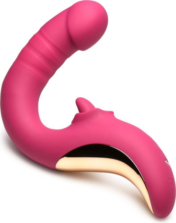 Actual product image Lickgasm XR Brands - Tease & Please Licking & Thrusting Vibrator - Pink