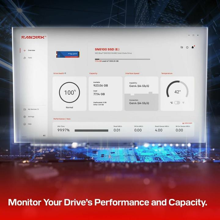 Image du produit WD Blue SN5100 powered by SANDISK (1000 Go, M.2, M.2 2280)