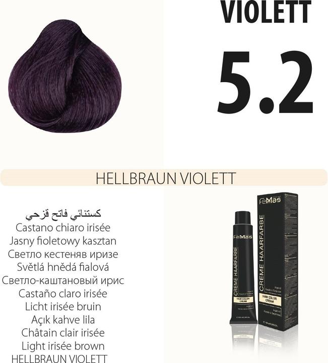 Produktbild FemMas 5.2) Haarfarbe Hellbraun Vıolett 100ml (Metallıc 100ml, Hellbraun Vıolett 100ml)