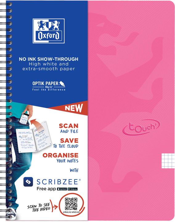 Oxford Touch Notebook A4+ squared 5 mm soft touch cover twin-wire 180 pages (A4, Checked)
