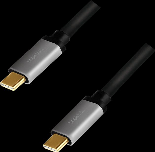 Actual product image LogiLink CUA0106 USB 3.2 Cable C/M to C/M, PD3, alu, black/grey, 1.5 m (1.50 m, USB 2.0, 100 W)