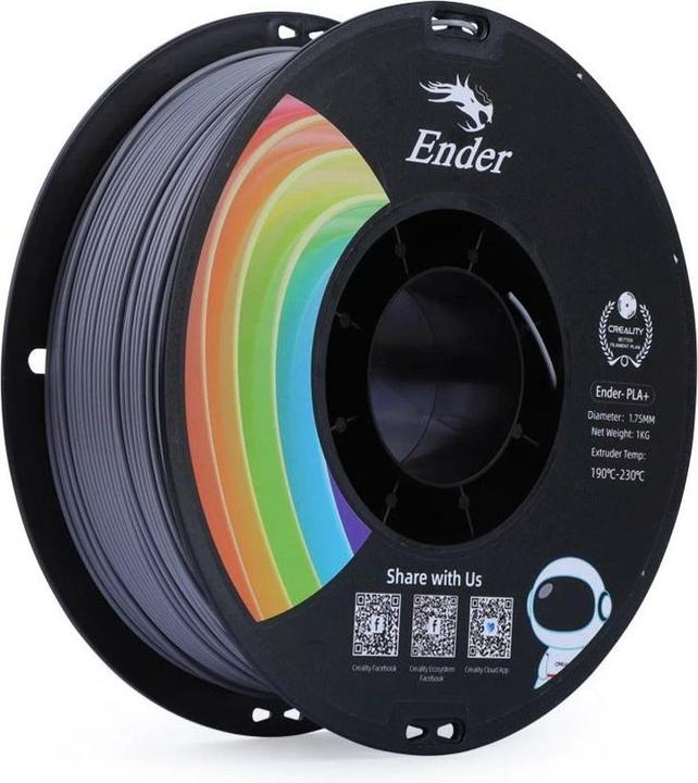 Image du produit Creality Filament PLA+ gris, 1.75 mm, 1 kg (PLA, 1.75 mm, 1000 g, Gris)