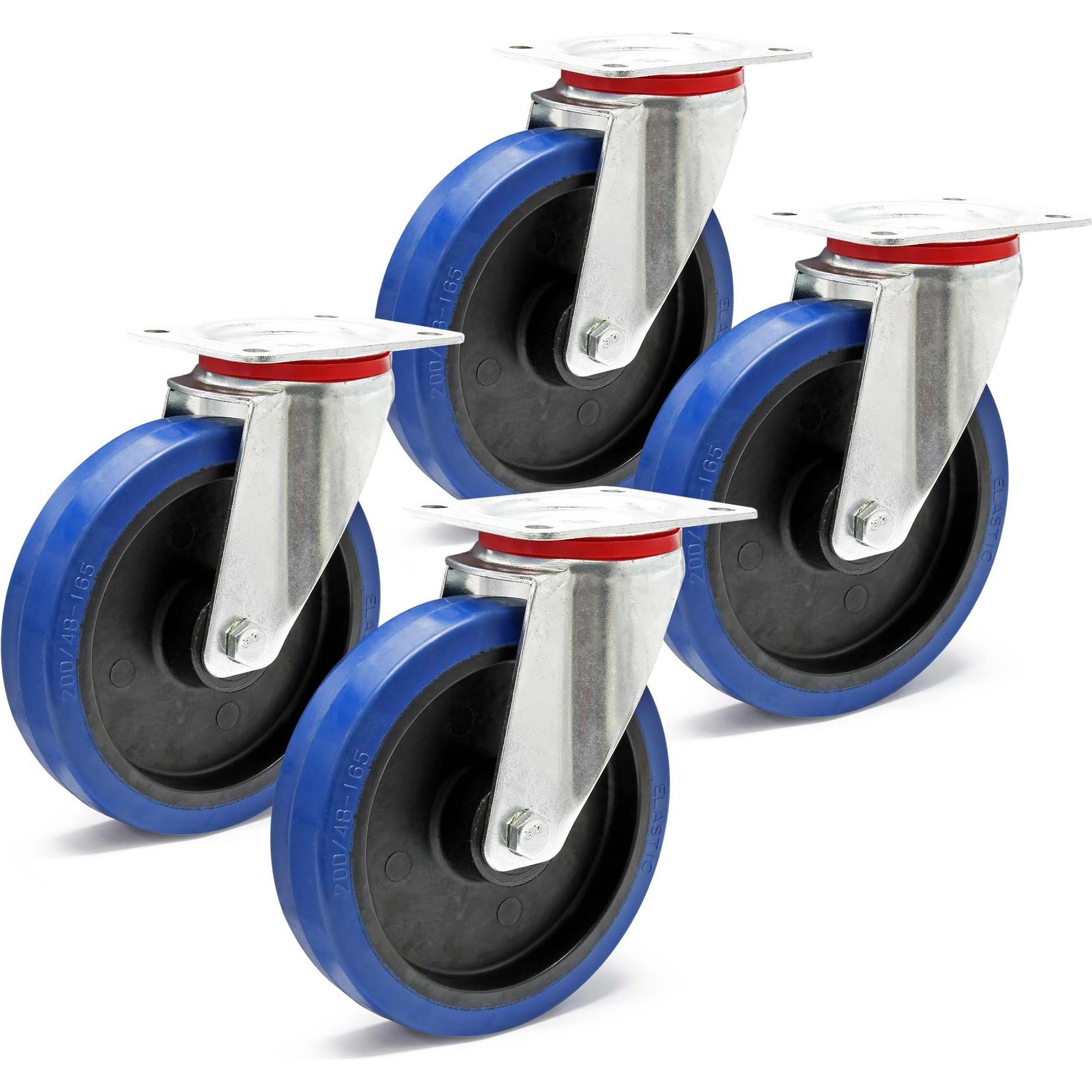 Thumbnail - Wiltec, Möbelrollen, Lenkrollen Set 4x Transportrolle o. Bremse 200mm Möbelrolle 350kg