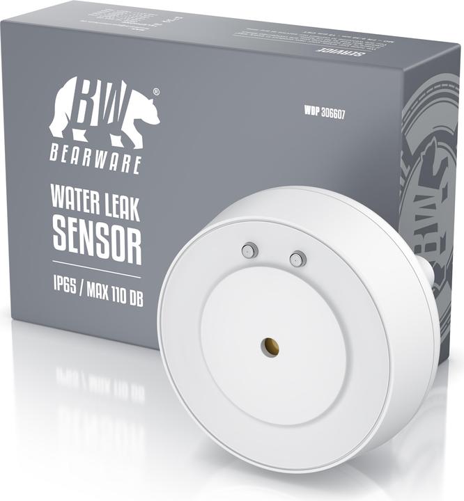 Produktbild Bearware 2x Wassersensor, IP66 Mini-Wasser Detektor, 110dB lauter Alarm, Wassermelder warnt bei Wasserschäden