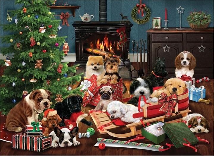 Actual product image Cobble Hill Puzzle 1000 pieces Christmas Puppies (1000 pieces)