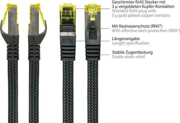 Produktbild Varia SO-37120 - Patchkabel Cat.7, S/FTP, 3m, schwarz (PiMF, S/FTP, CAT7, 3 m)