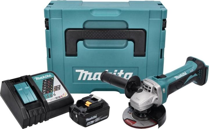 Produktbild Makita DGA 452 RG1J Akku Winkelschleifer 18 V 115 mm + 1x Akku 6,0 Ah + Ladegerät + Makpac (115 mm)