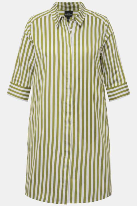 Actual product image Ulla Popken Longline Striped Button Down Blouse (54)