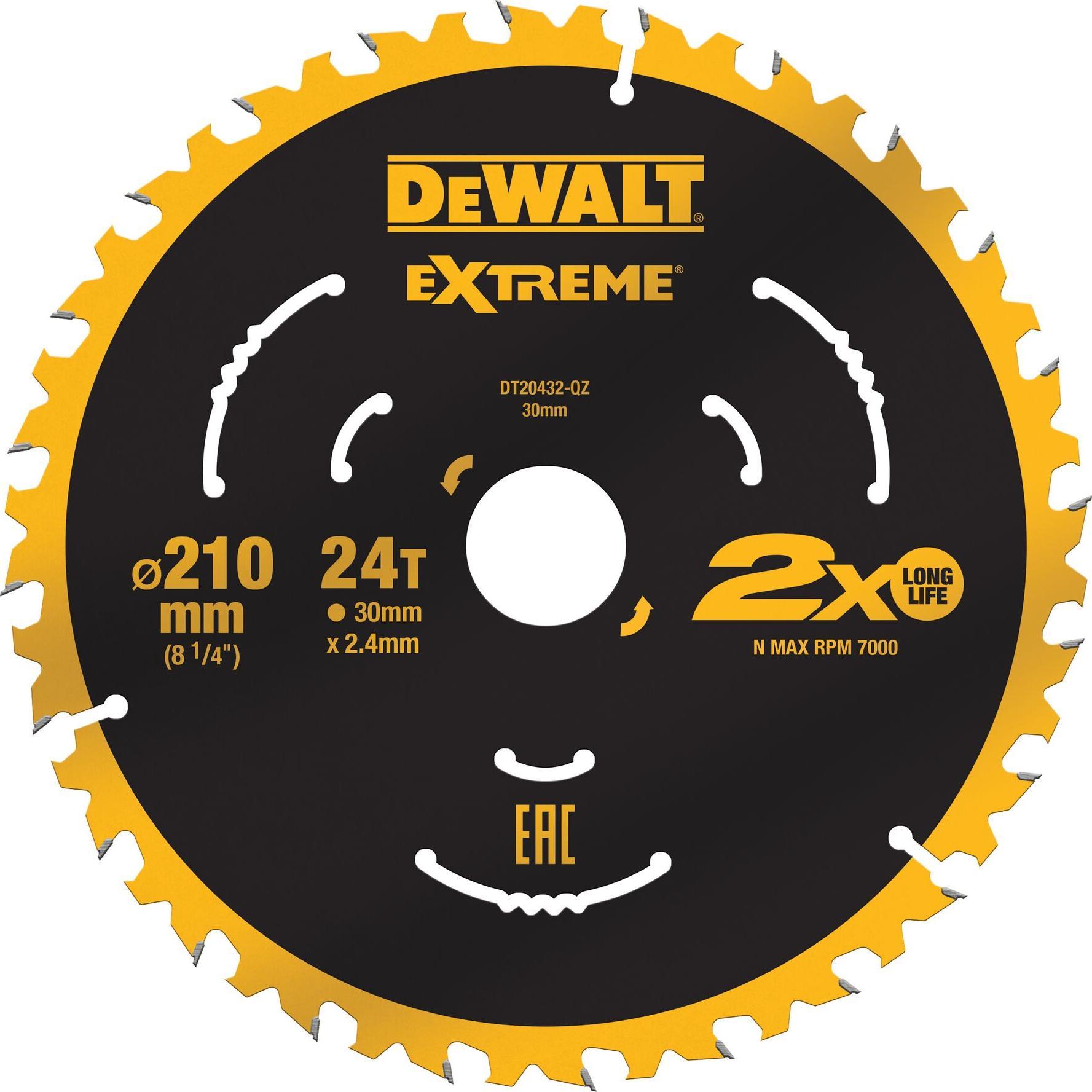 DeWalt, Sägeblatt, DT20432QZ Kreissägeblatt 210 x 30 x 2.4 mm Zähneanzahl: 24 1 St.