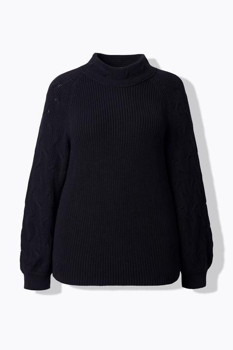 Produktbild Ulla Popken Pullover, Zopfmuster, Stehkragen, Langarm (46, 48)