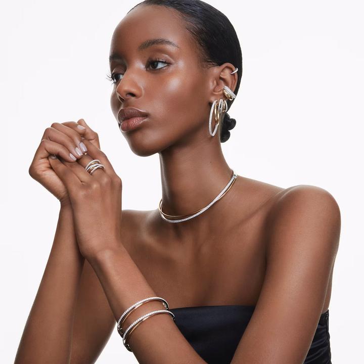 Immagine prodotto Swarovski Orecchini a cerchio a iperbole vari tagli mini in metallo bianco misto (Metallo Swarovski)