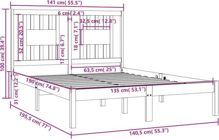 Actual product image vidaXL Bettgestell (135 x 190 cm)