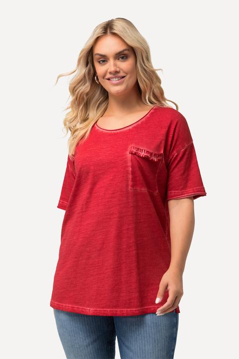 Produktbild Ulla Popken T-Shirt, oversized, Rüschen-Brusttasche, Halbarm (58)