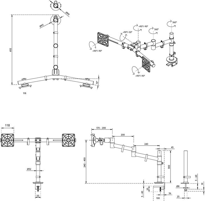 Image du produit Dataflex Bras pour moniteur VIEWGO (Tables, 26", 8 kg)