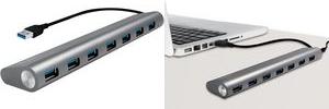 Actual product image LogiLink UA0308 - USB 3.0 hub, 7 port with card reader, aluminium casing, pilkas (USB-A, 7 ports)