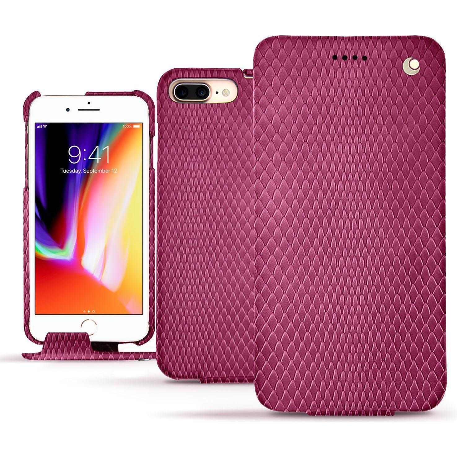 Noreve Lederschutzhülle vertikal (Apple iPhone 8 Plus), Smartphone Hülle, Rosa