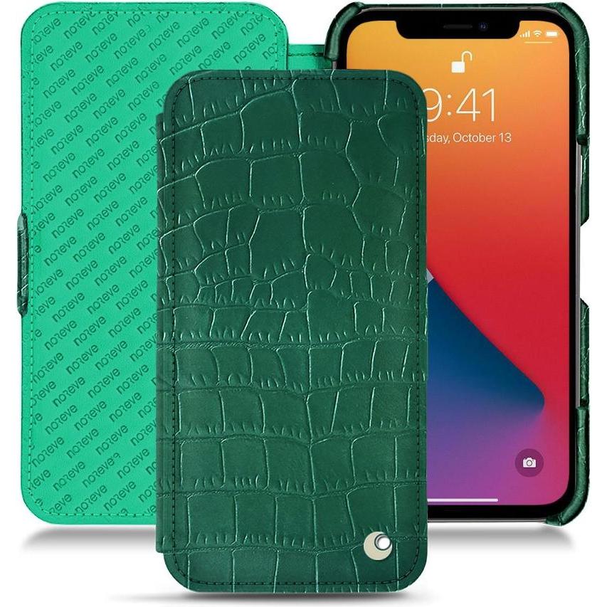 Noreve Lederschutzhülle horizontal (Apple iPhone 13 Pro), Smartphone Hülle, Grün
