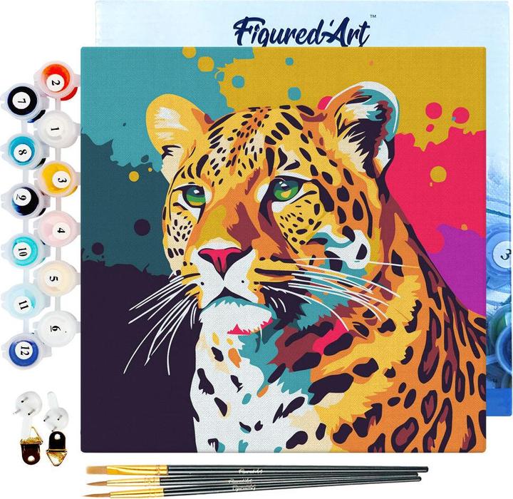 Actual product image Figured'Art Mini Malen nach Zahlen mit Rahmen - Abstrakter Pop Art Leopard