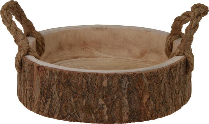 Natura Punto Wooden Bowl Round Pauwlonia Wood with Handles (32 x 10 cm)