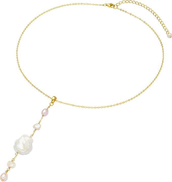 Immagine prodotto Valero Pearls Donna Argento 925 Perle d'acqua dolce coltivate Oro giallo 40,0 cm Catena base + 7,0 cm Estensione (Argento, 40 - 47 cm)