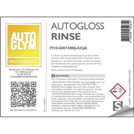 Autoglym, Accessori per pulizia auto, Etichetta Risciacquo Autogloss