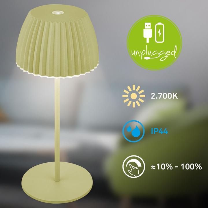 Image du produit Briloner Brilo unplugged RIFFLE Akku Mini Tischleuchte mit Lichtkante - Pastellgrün (150 lm)