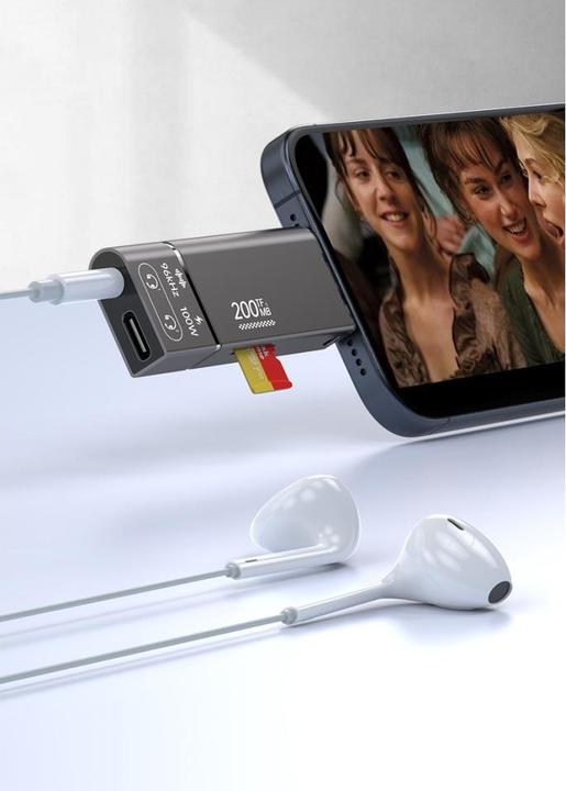 Actual product image PowerGuard 4-in-1 USB-C to V30 MicroSD TF Cardreader Audio & PD Charge (USB-C)