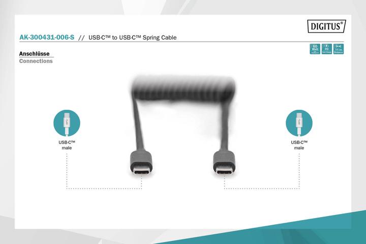 Produktbild Digitus USB C — USB C (1 m, USB 2.0, 60 W)