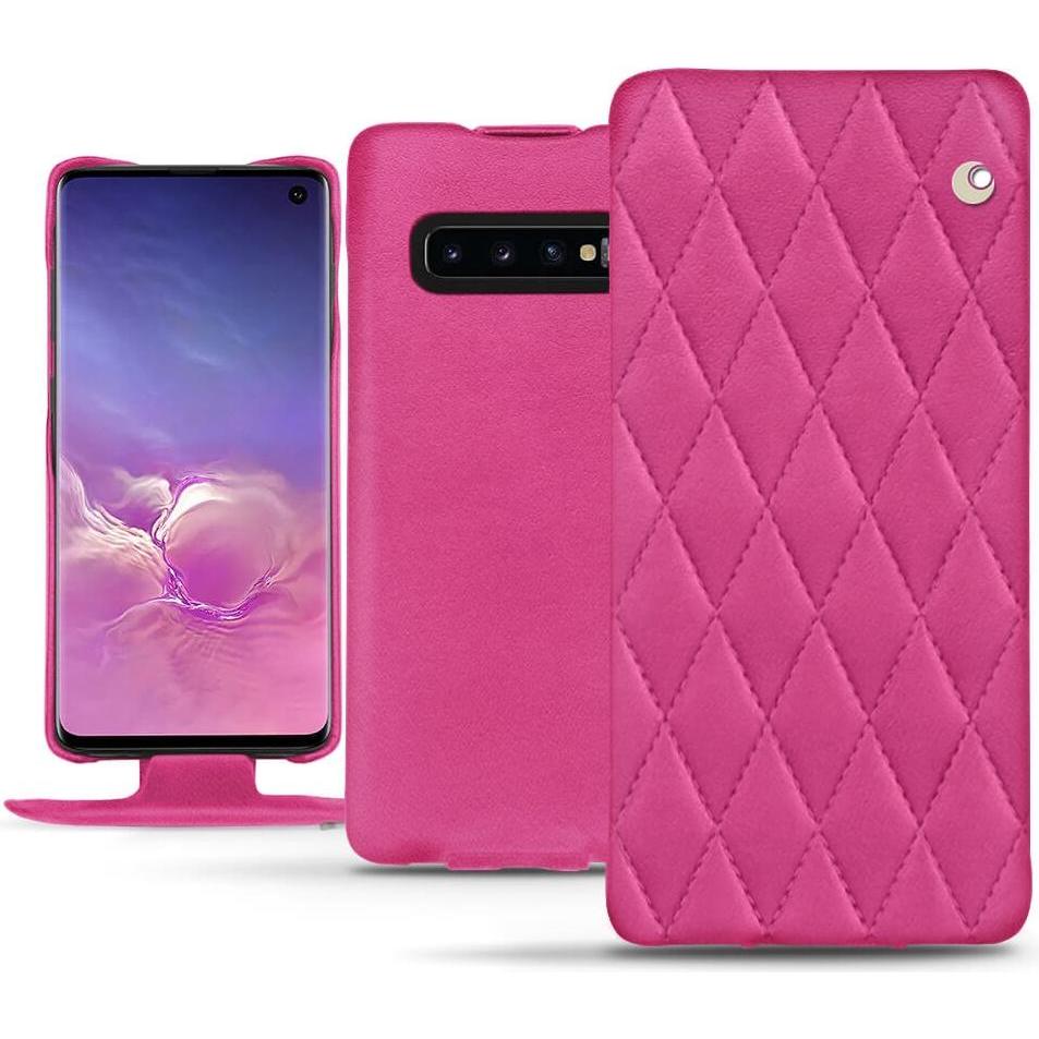 Noreve Lederschutzhülle vertikal (Samsung Galaxy S10), Smartphone Hülle, Rosa