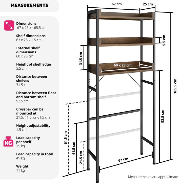 Produktbild tectake Seattle (67 x 25 x 165.5 cm)
