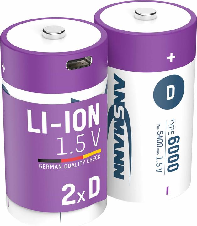 Produktbild Ansmann Premium Rechargeable (2 Stk., D, 6000 mAh)